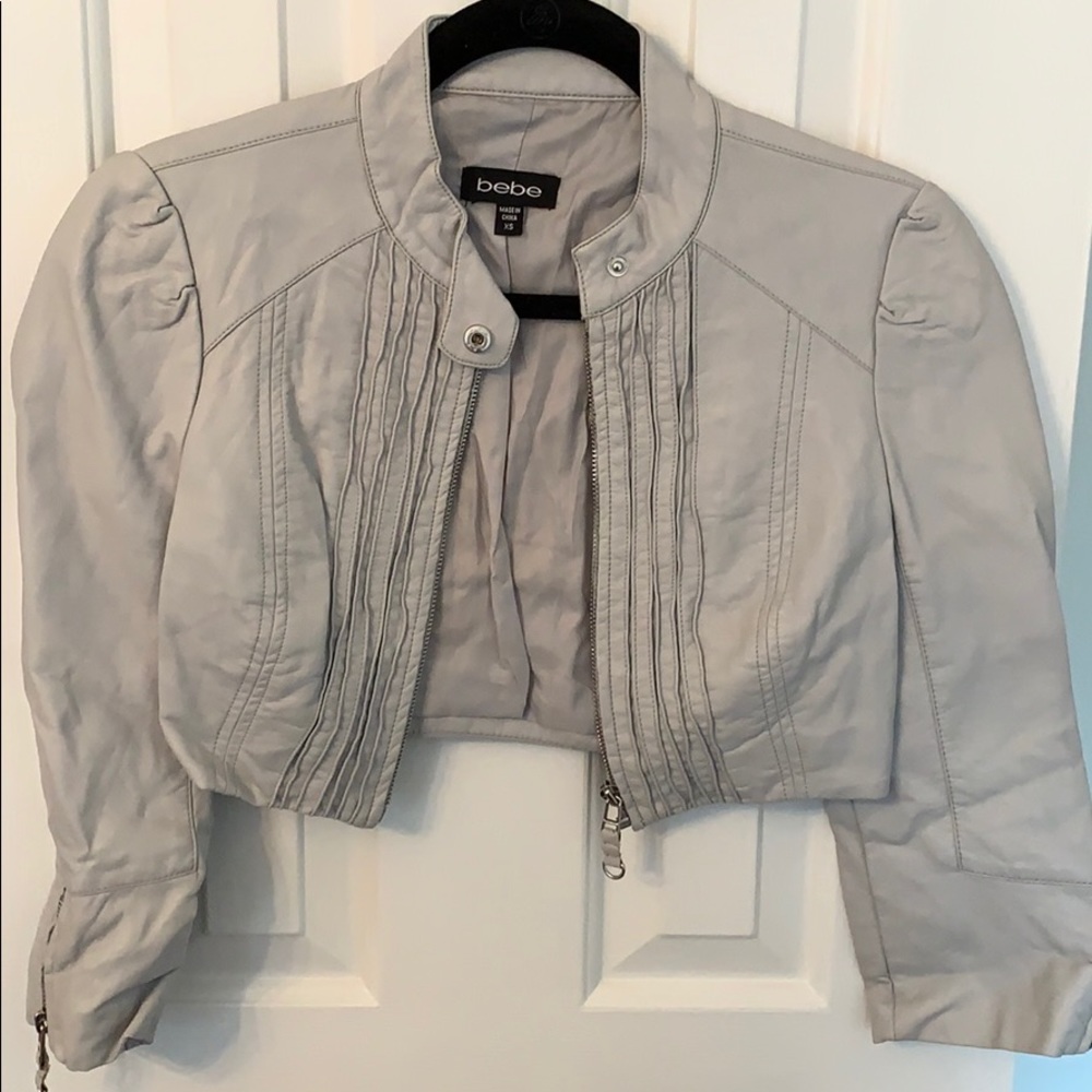 Bebe Crop Leather Moto Jacket